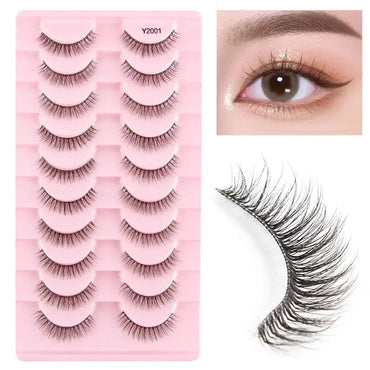 10Pairs Clear Band False Eyelashes For Daily Makeup Short Curly Natural Look 4Styles Beginner Friendly Reusable Soft Transparent