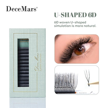 DeceMars U-Shaped 6D Eyelash Extensions (12lines/Tray) Premium Volume Collection