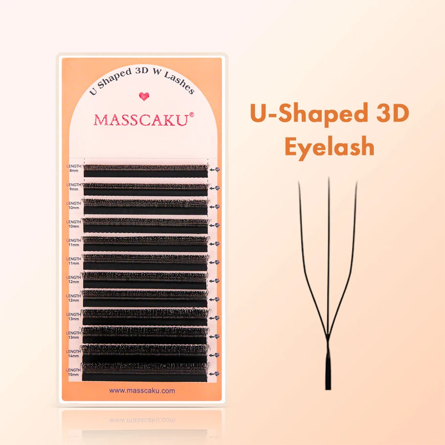 10cases/lot MASSCAKU U Shape 6D W Lash Extensions Mixed Length Handmade Double Tips Premade Fans Volume False Eyelashes in Stock