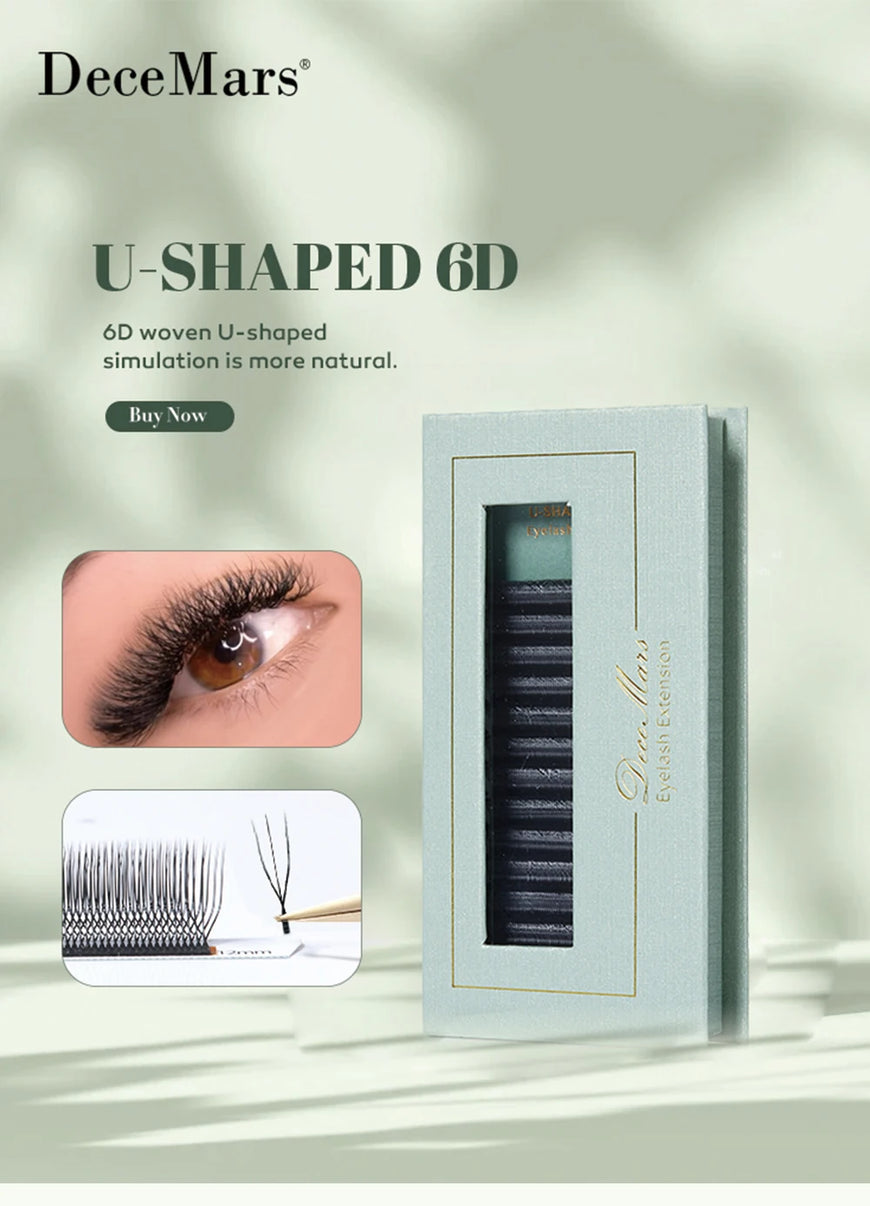 DeceMars U-Shaped 6D Eyelash Extensions (12lines/Tray) Premium Volume Collection