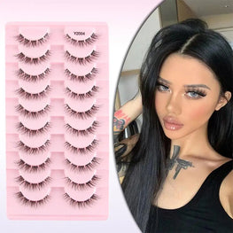10Pairs Clear Band False Eyelashes For Daily Makeup Short Curly Natural Look 4Styles Beginner Friendly Reusable Soft Transparent