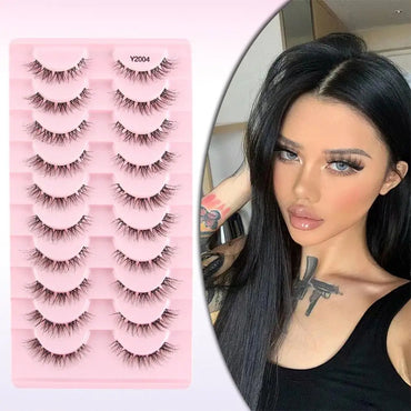 10Pairs Clear Band False Eyelashes For Daily Makeup Short Curly Natural Look 4Styles Beginner Friendly Reusable Soft Transparent