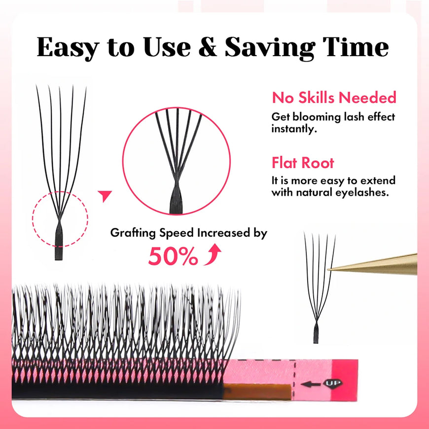 10cases/lot MASSCAKU U Shape 6D W Lash Extensions Mixed Length Handmade Double Tips Premade Fans Volume False Eyelashes in Stock