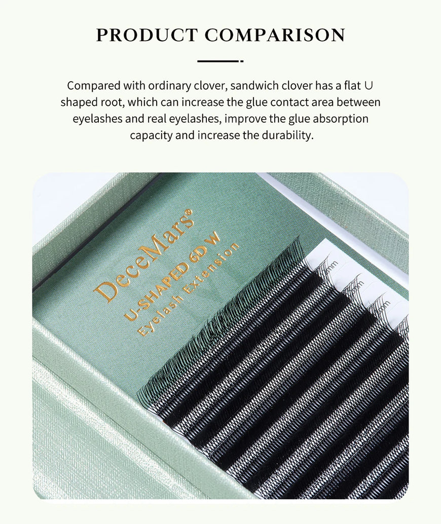 DeceMars U-Shaped 6D Eyelash Extensions (12lines/Tray) Premium Volume Collection