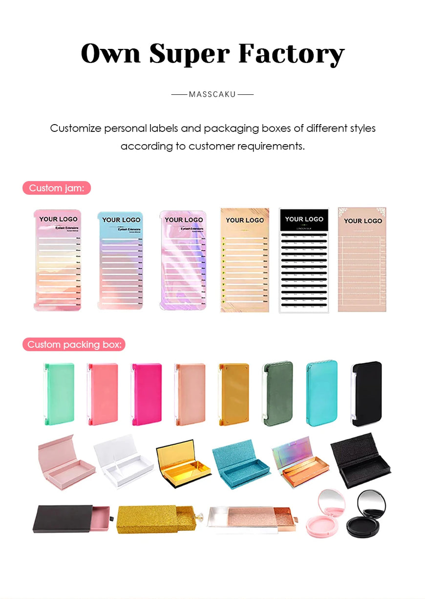 10cases/lot MASSCAKU U Shape 6D W Lash Extensions Mixed Length Handmade Double Tips Premade Fans Volume False Eyelashes in Stock