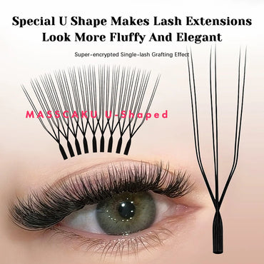 10cases/lot MASSCAKU U Shape 6D W Lash Extensions Mixed Length Handmade Double Tips Premade Fans Volume False Eyelashes in Stock