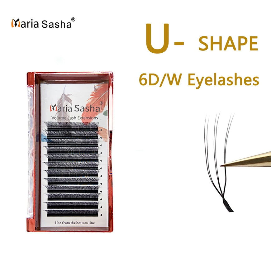 MARIA Sasha U Shape Double U3D Eyelashes Extension Natural Soft DIY Premade Fan 6D W False Eyelashes
