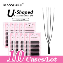 10cases/lot MASSCAKU U Shape 6D W Lash Extensions Mixed Length Handmade Double Tips Premade Fans Volume False Eyelashes in Stock