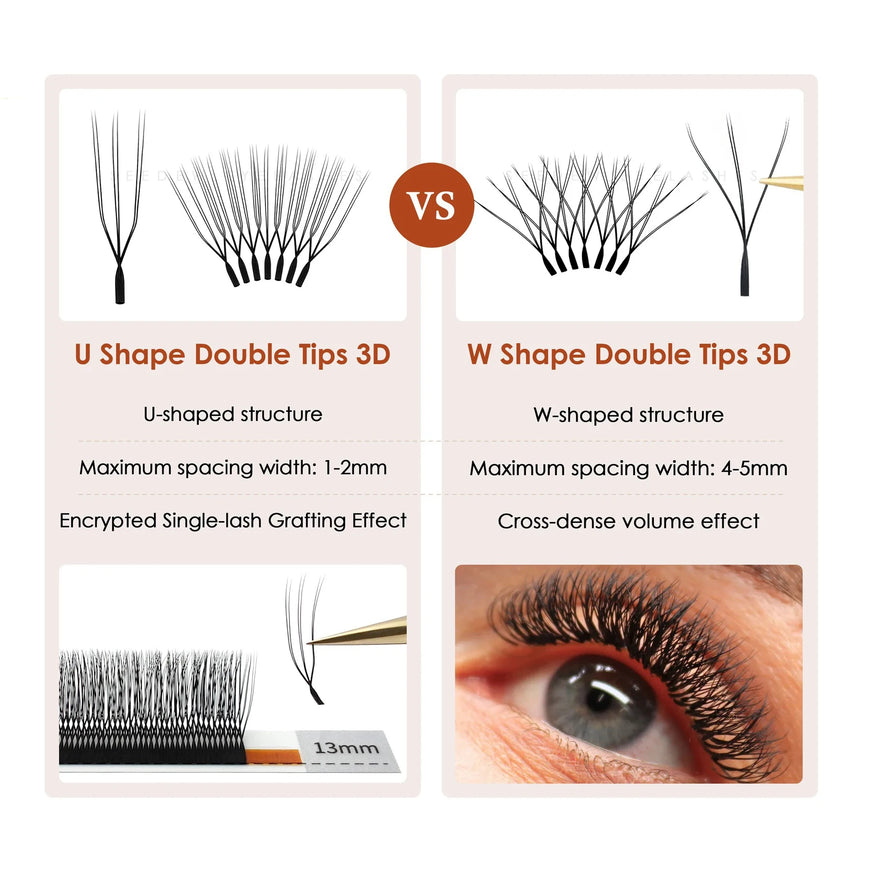 MARIA Sasha U Shape Double U3D Eyelashes Extension Natural Soft DIY Premade Fan 6D W False Eyelashes